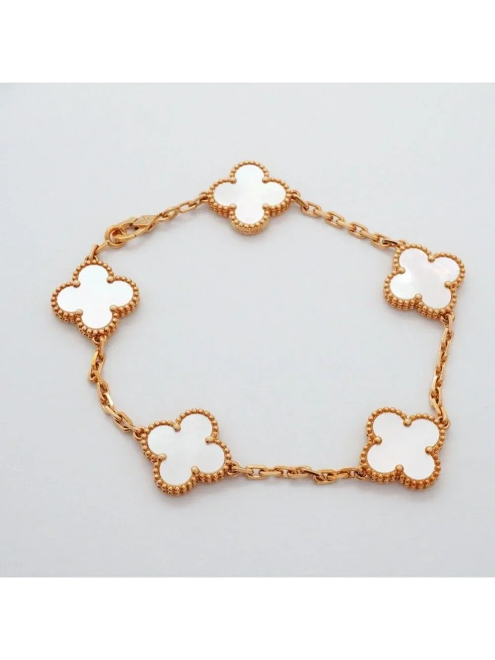 Van Cleef & Arpels Bracelet Vintage Alhambra 5 Motif 18k Yellow Gold Mother of